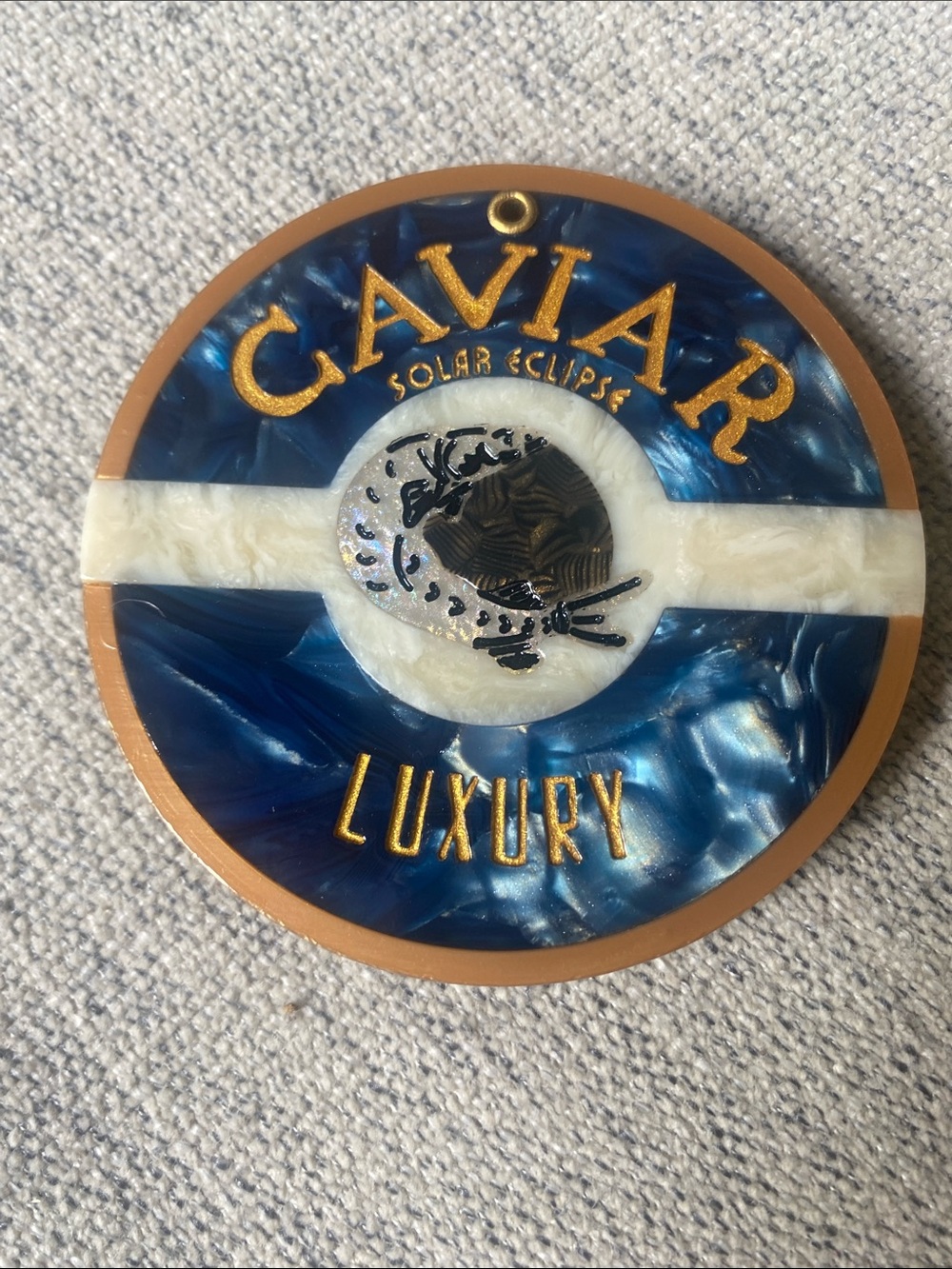 Luxury Solar Eclipse Round Compact Mirror - Blue and Cream